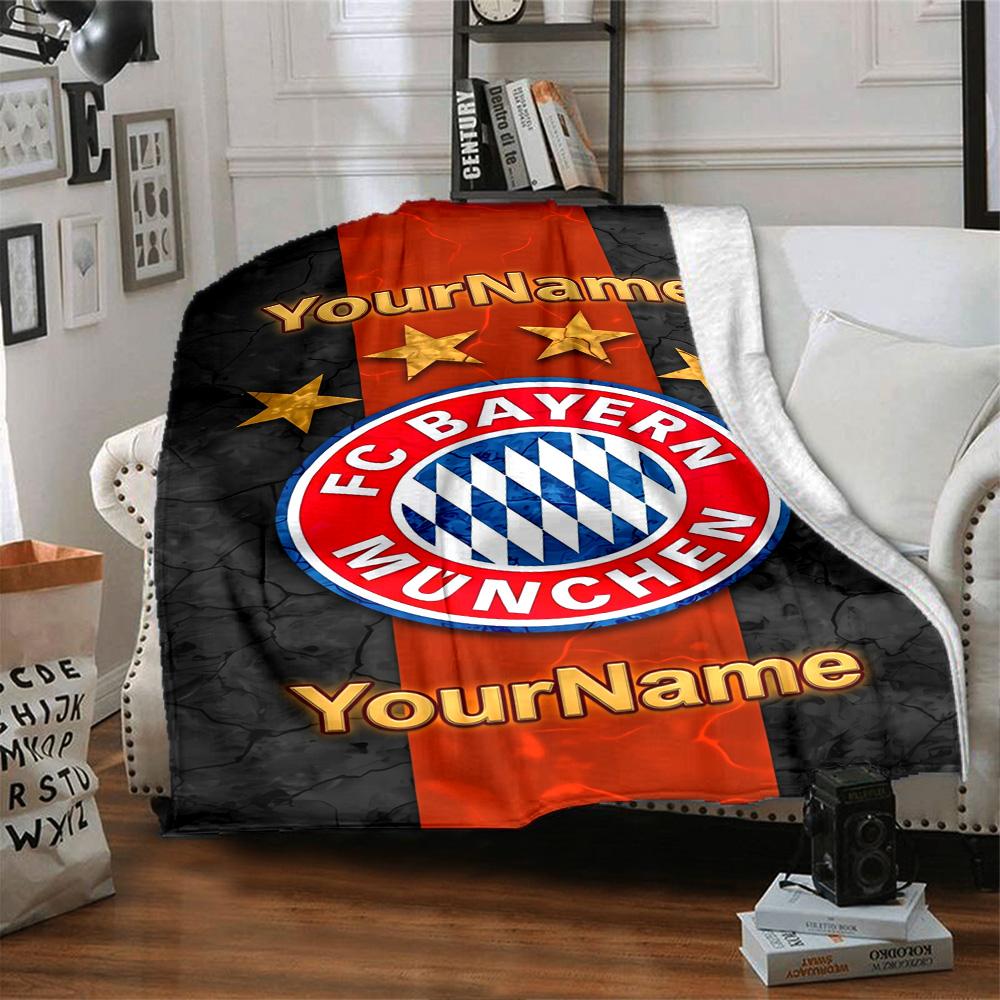 Bayern Munich Customize Text Blanket Throw Customizable Blanket Warmthful Decor Perfect for Bed Seaside Office Chair Couch Four Seasons Multipurpose