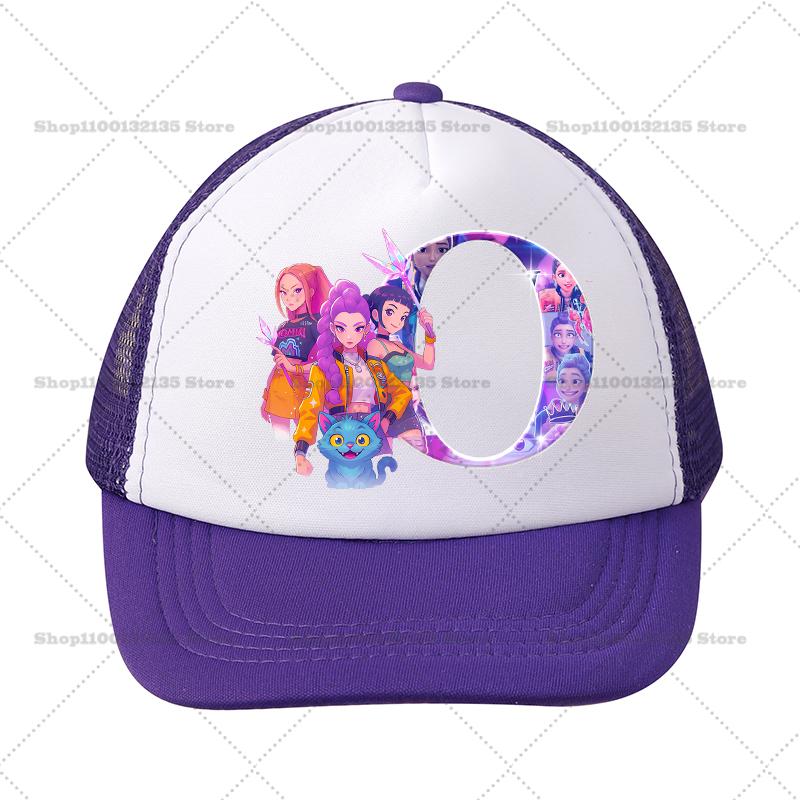 Kpop Demon Hunters Girl Baseball Cap Kawaii Sun Hat Parent Child Couple Casual Outdoor Hats Peaked Birthday Gift 26letters Round Sensory Compression