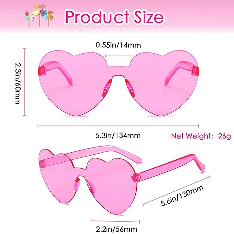 Women Colors Polycarbonate Heart Shape Tinted Party Sunglasses Girls Vintage Uv400 Colors Rimless Polarized Sun Glasses