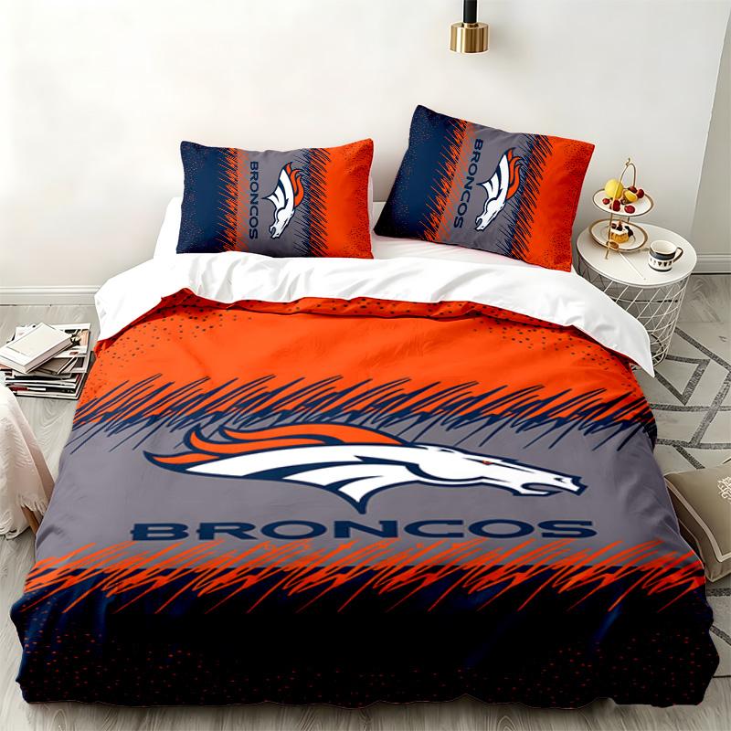 Denver Broncos 3pc Set Perfect for Bedroom Use Comfortable Bedding Set Includes a Duvet Cover and Two Pillowcases Ideal Birthday or Christmas Gift
