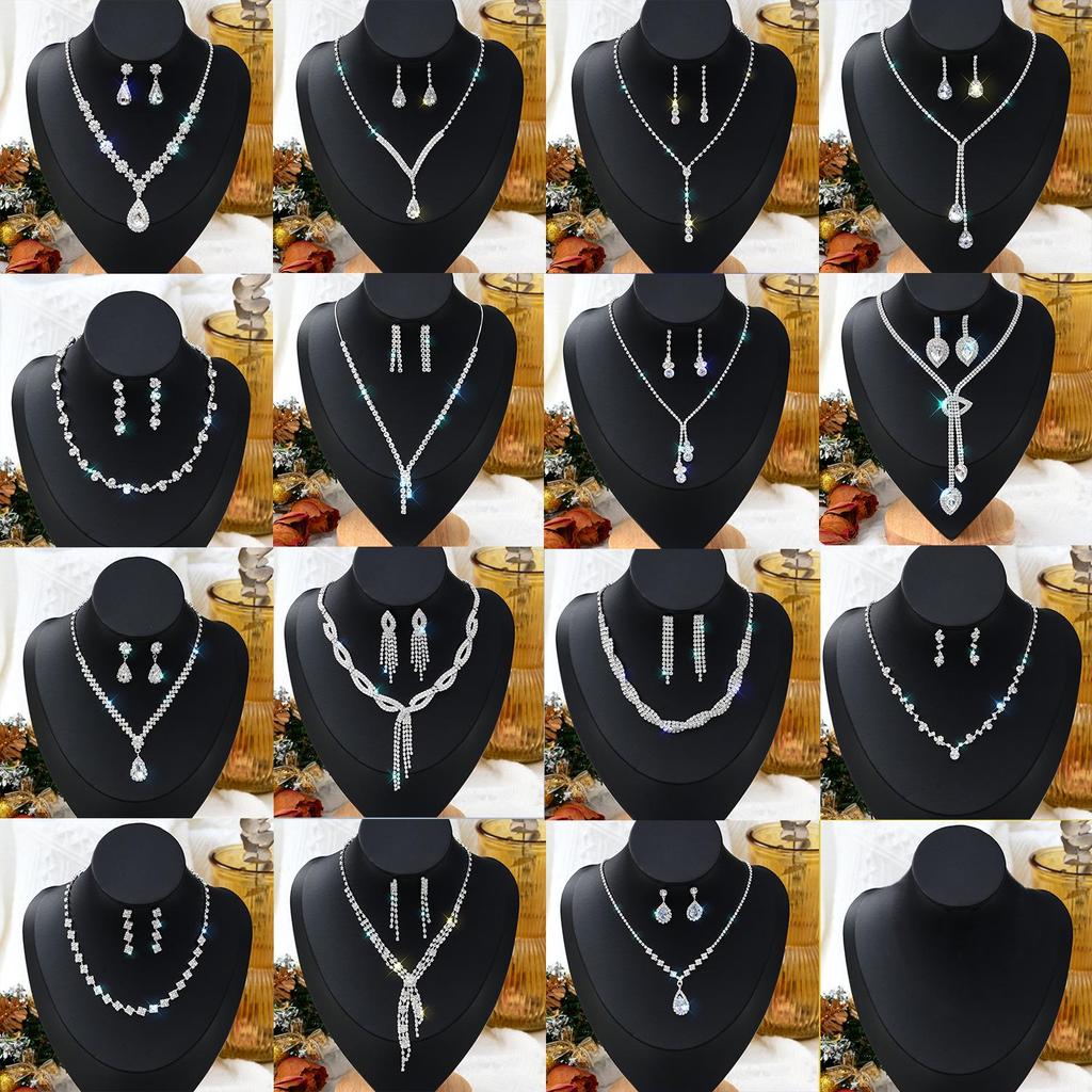 Sparkling Diamond Bridal Necklace & Earrings Set for Wedding and Evening Dress