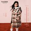 Tao Town Girls' Wool Coat: Plaid Hooded Mid-Length for Autumn and Winter