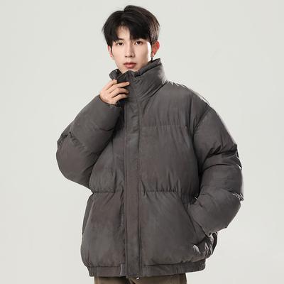 Winter New Men's Stand-up Collar Cotton Coat Solid Color Versatile Cotton Coat Thickened Warm Bread Coat Cotton Jacket for Men