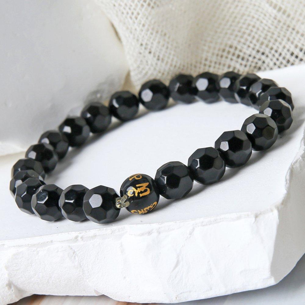 Jubis Wish Gold Rosary Bracelet Natural Stone Onyx Cut