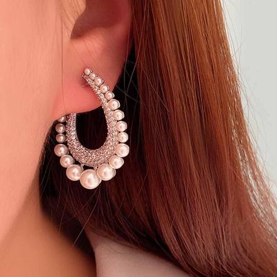 Elegant Pearl & Diamond Water Drop Earrings for Women, Detachable Pendant, European Style, Sweet Temperament