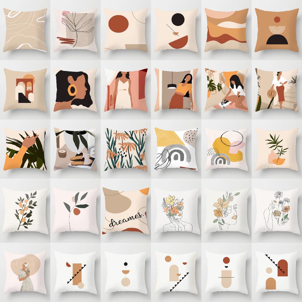 Nordic Simple Abstract Line Drawing Polyester Cushion Cover Decorative Pillowcase Modern Living Room Sofa Pillow