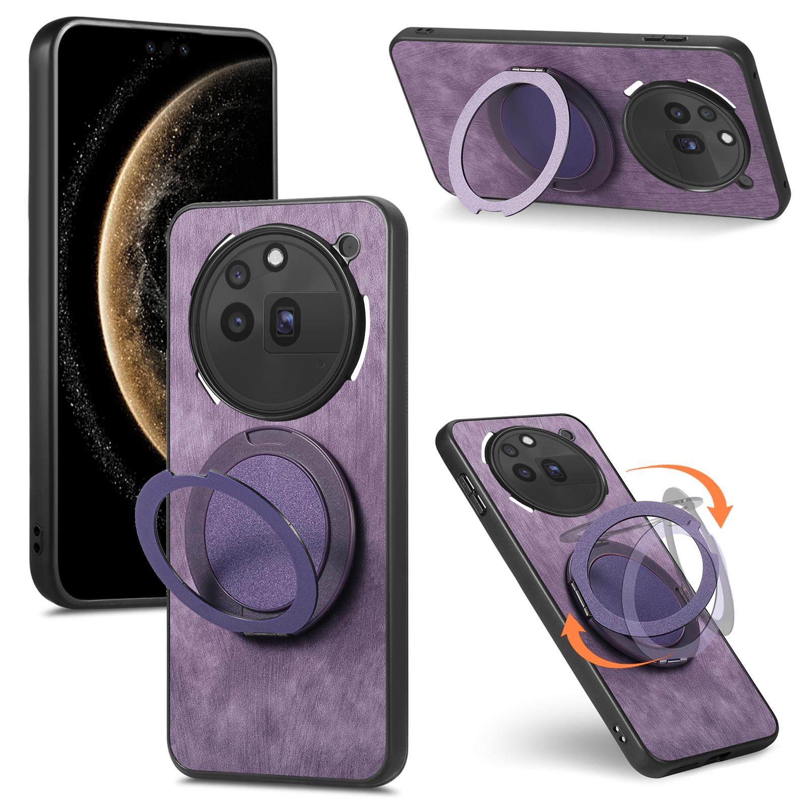 

For Nothing Phone (3a) Pro Phone Case with Rotating Kickstand Stress Relief Retro Leather Back Cover Purple