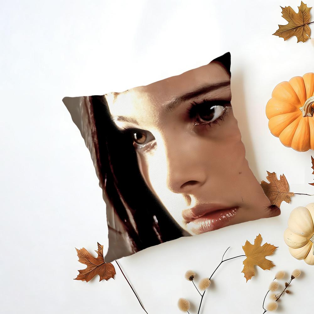 NNatalie Portman Cushion Cover Washable Linen Pillowcase Soft for Daily Sofa Bed Home Room Decor