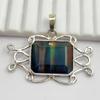 CERTIFIED 32 Ct Natural Opal 925 Sterling Silver Emerald Pendant Gift For Him