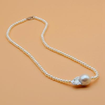 Pearl Necklace Natural White Small Pearl Large Baroque Pearl Pendant Beaded Necklace Women Necklace Wedding Jewelry Mom Gift