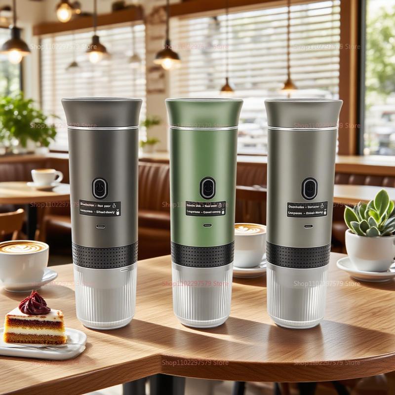 3-in-1 Electric Wireless Heating Coffee Machine Fit for Coffee Capsule/Powder Travel Coffee Maker for Car & Home Camping Travel