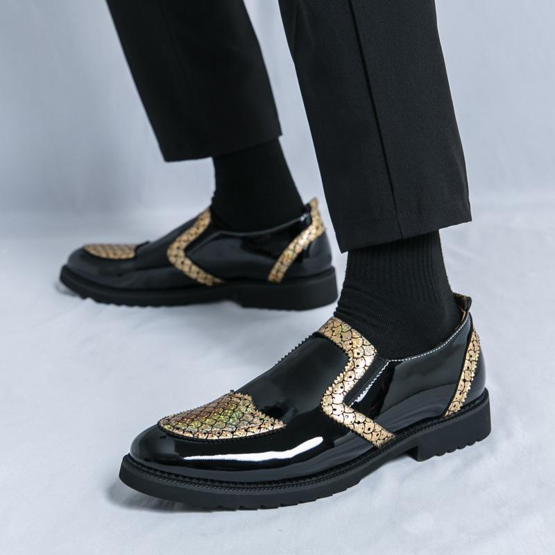 Cheap British Pointed Head Casual Inner Height-increasing Leather Shoes Nightclub Hairstylist Lazy Men's Shoes A273