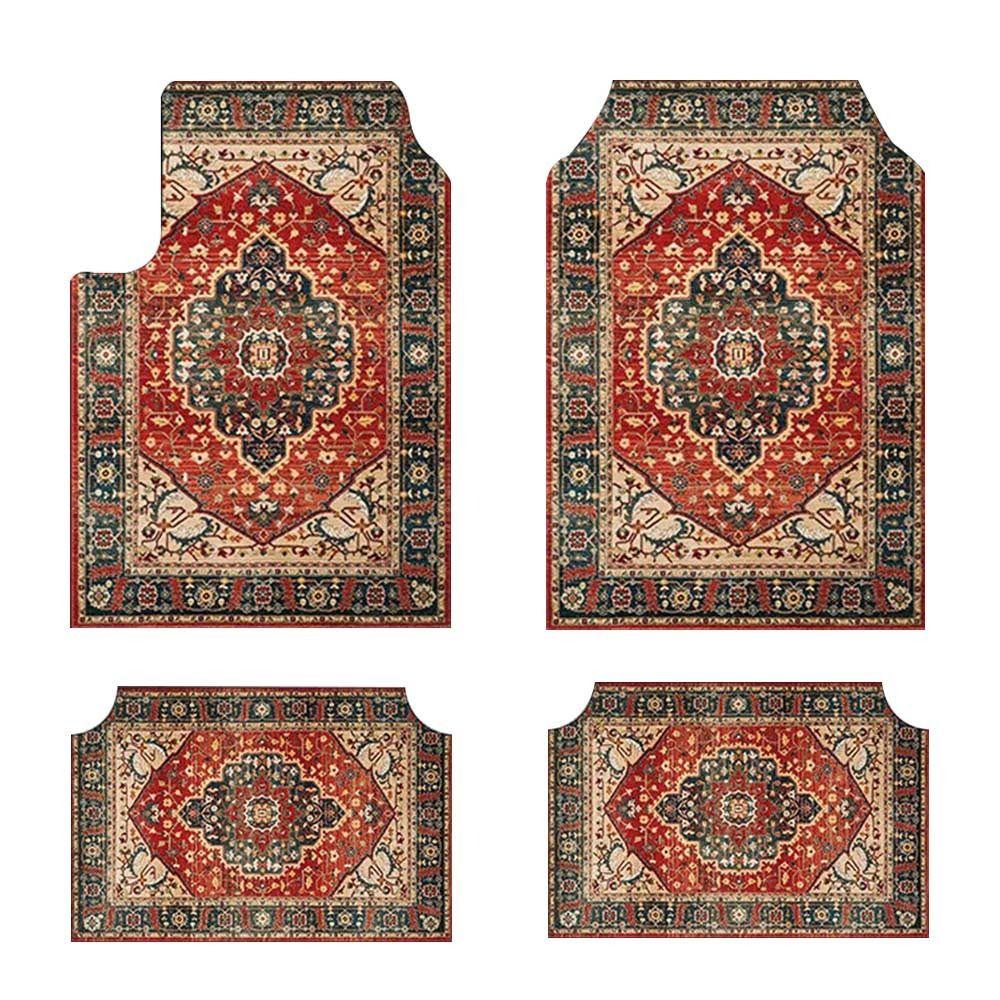 4Pcs/Set Heavy Duty Car Floor Mats Bohemian Car Accessories Durable Car Carpet for Front Rear Seats