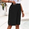 2025 Women's High-Waist Cotton Linen Shorts - Solid Straight-Leg Casual Pants