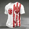 Men's Casual Crew Neck Short Sleeve Pullover T-Shirt Football Fan Top World Cup Inspired Graphic Print Turkey Design