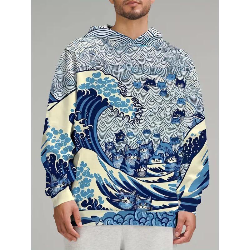 Men's Hooded Sweatshirt Printed with Argentina Flag Trendy Pattern