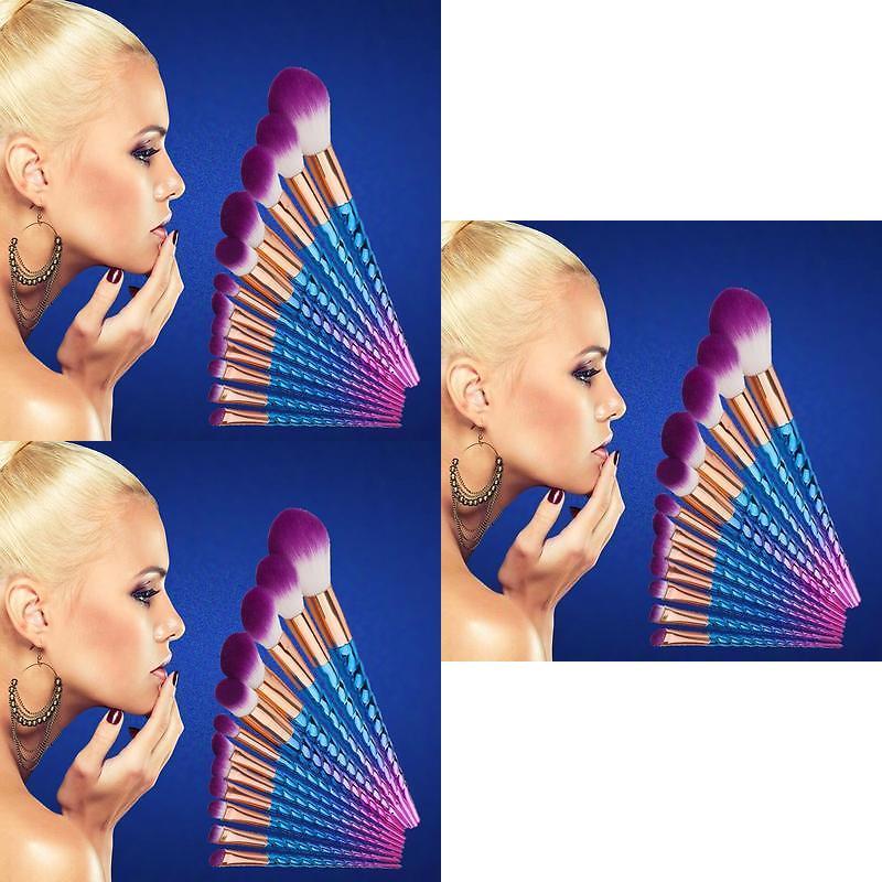 Mermaid Spiral Pattern 12 Piece Makeup Brush Set With Diamond Handles For Beauty Enthusiasts