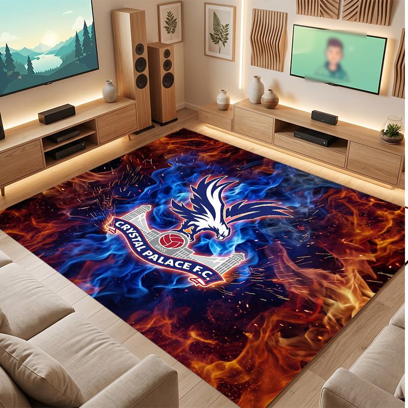 Tappeto in Velluto di Cristallo con Stampa del Crystal Palace Football, Comodo Assorbente d'Acqua Antiscivolo Tappeto per Pavimenti Interni