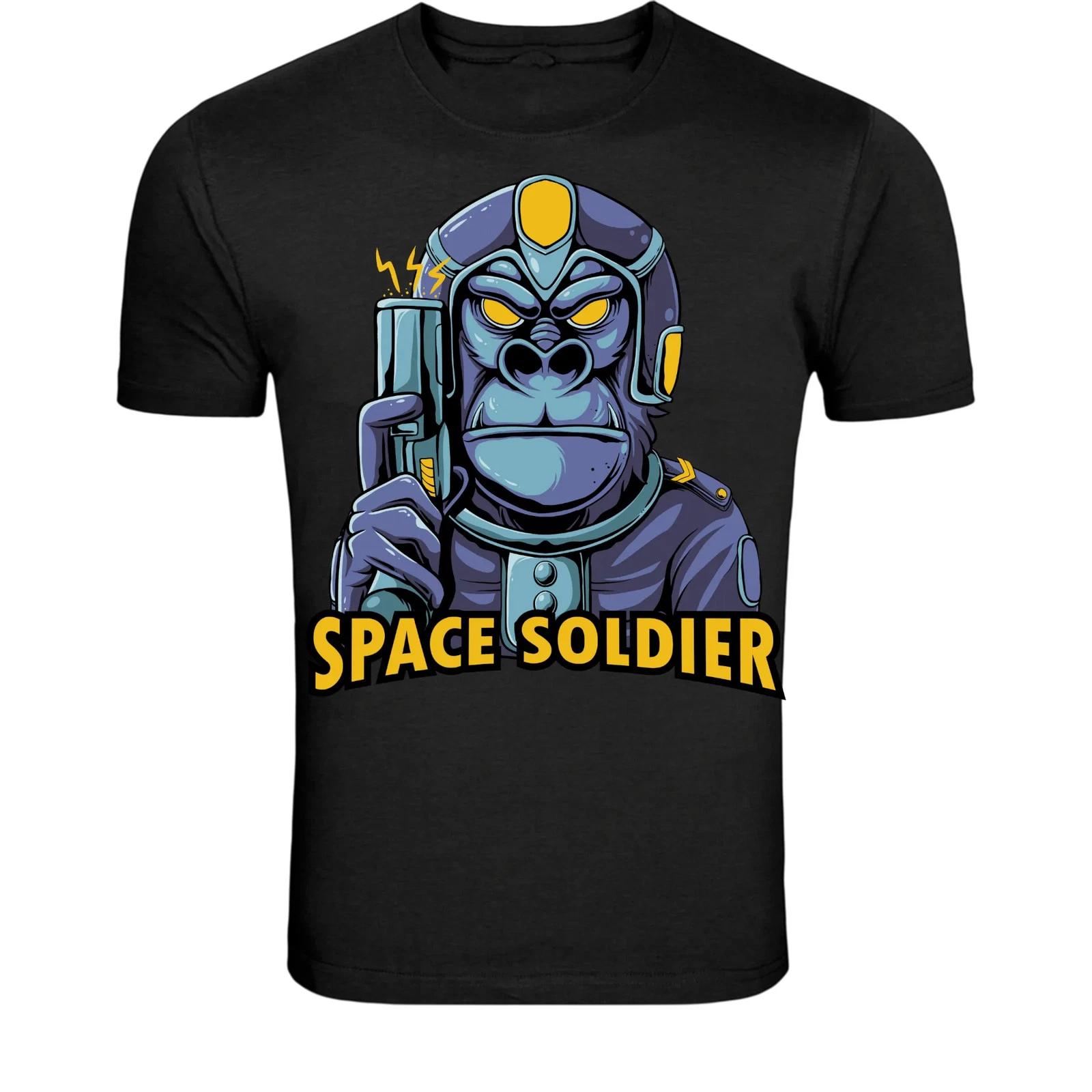 Space Soldier Gorilla T-Shirt - Sci-Fi Monkey Warrior Graphic Tee S