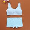 Pantie and Bra Girls Underwear Vest Development Teens Suit Pure Cotton Vest Double Layer Hipster Pub