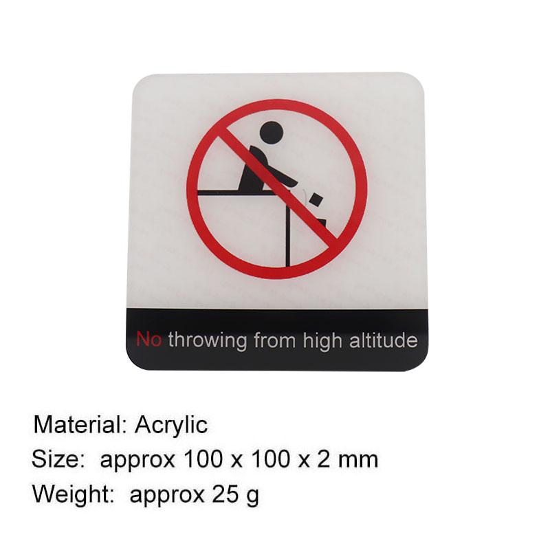 Acrylic Creative Signage No Throwing from High Altitude Sign Wall Label Sticker Warning Badge for Residential Communities Office Shopping Malls Hotels