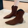 Fashion Pointed Toe Women Ankle Boots Suede Fashion Heeled Shoes Sexy Luxury Winter Short Plush 2025 Designer Dress Boots Para Mujer