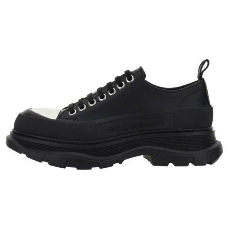 Alexander McQueen Tread Slick Lace Up Shoes 'Black White Toe' 735815WHZ6N1081