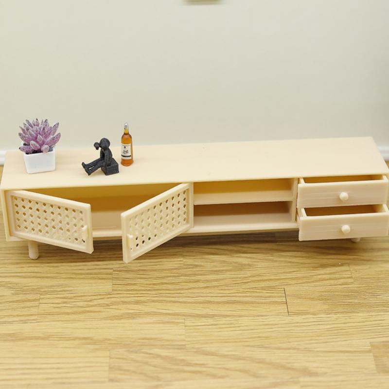 Realistic Miniature TV Stand Realistic Storage Cabinet for 1/12 Doll House Landscape Scene Setting Display Accessories