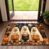 VIKAMA Halloween Ghost Pumpkin Welcome Mat Non-Slip Indoor Outdoor Entrance Rug Kitchen Bedroom Happy Halloween Home Decor
