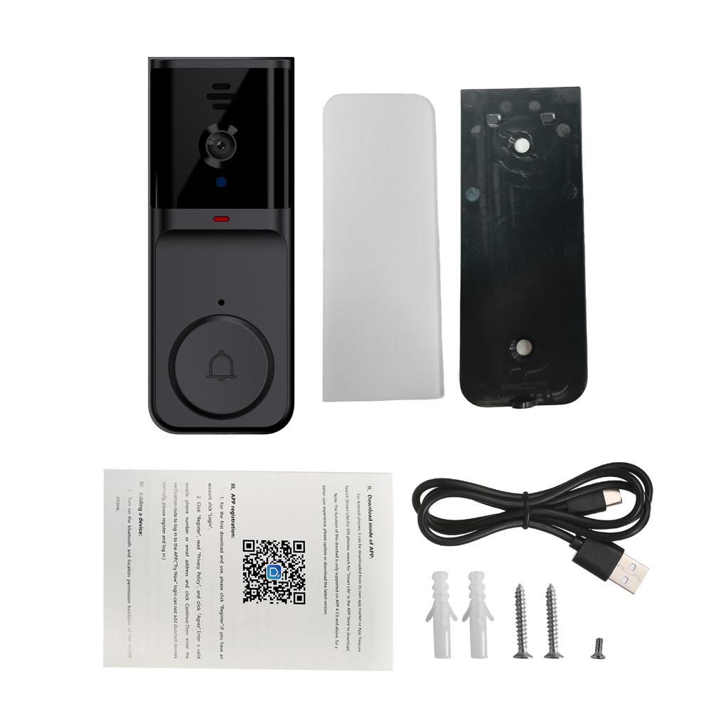 Inteligentny dzwonek do drzwi z kamerą i dzwonkiem na podczerwień, podgląd w nocy, 2,4 GHz, bezprzewodowa kamera wideo WiFi