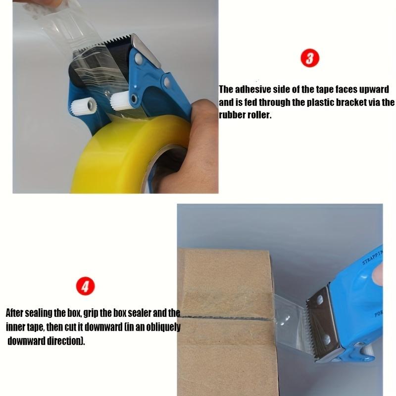 Heavy-Duty Metal Tape Dispenser Cutter - Manual Box Sealing Machine with Precision Cutting Edge,Compact Handheld Tape Dispenser for Shipping,Packaging