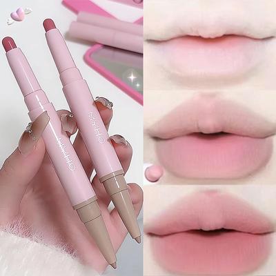 Matná rtěnka s dvojitým hrotem Vodotěsná Sametová Nude Růžová Tužka na rty Sexy Červenohnědý Pigment Rty Líčení Dlouhotrvající Tón na rty