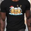Mens Printed 100 Cotton ShortSleeved Christmas Beer Pattern Fashion HighQuality TShirt