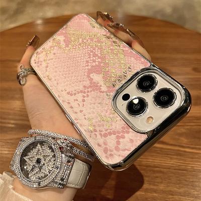 Suitable for Apple 15promax Phone Case with Snake Skin Texture, IPhone14 Full Cover 13/12 Creative Female Case