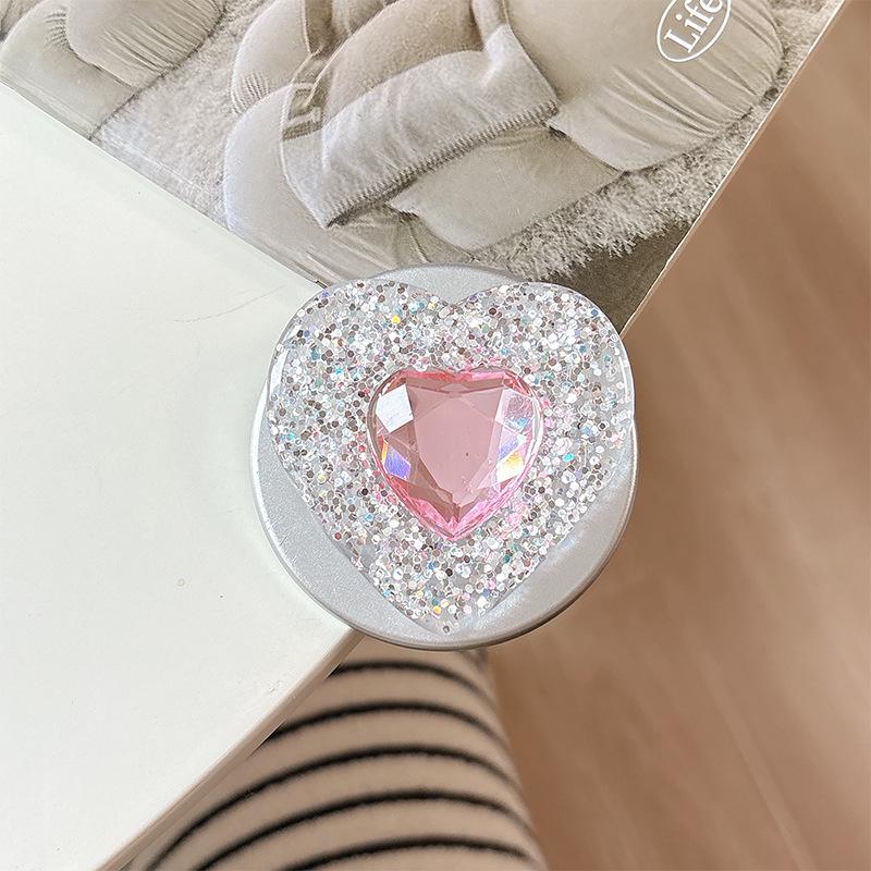 Portable Magnetic Rhinestone Heart Phone Holder