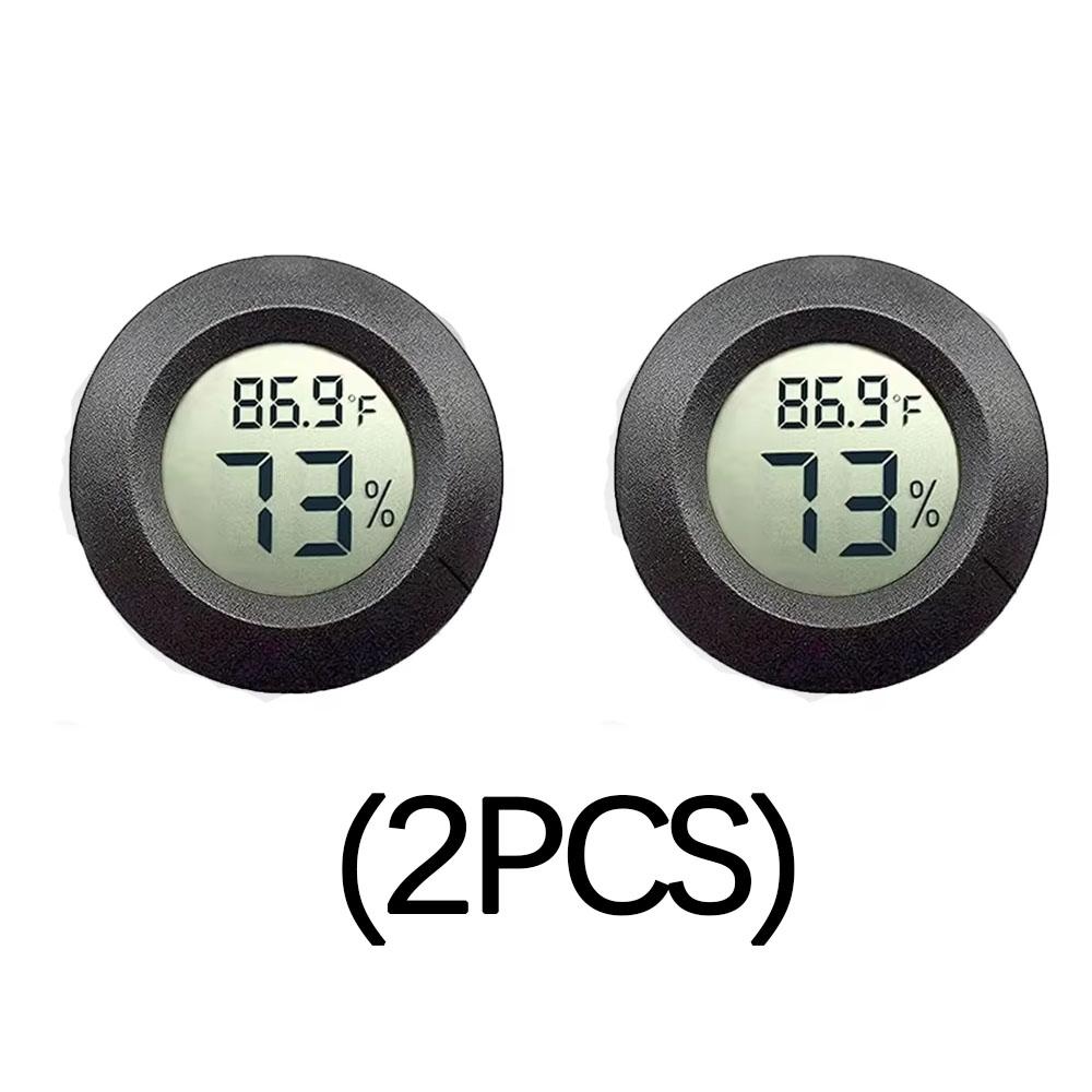 

2Pcs Humidity Meter Pet Acrylic Box Round Digital LCD Thermometer for Car Indoor Room Cigar Wine Cabinet Digital Temperature