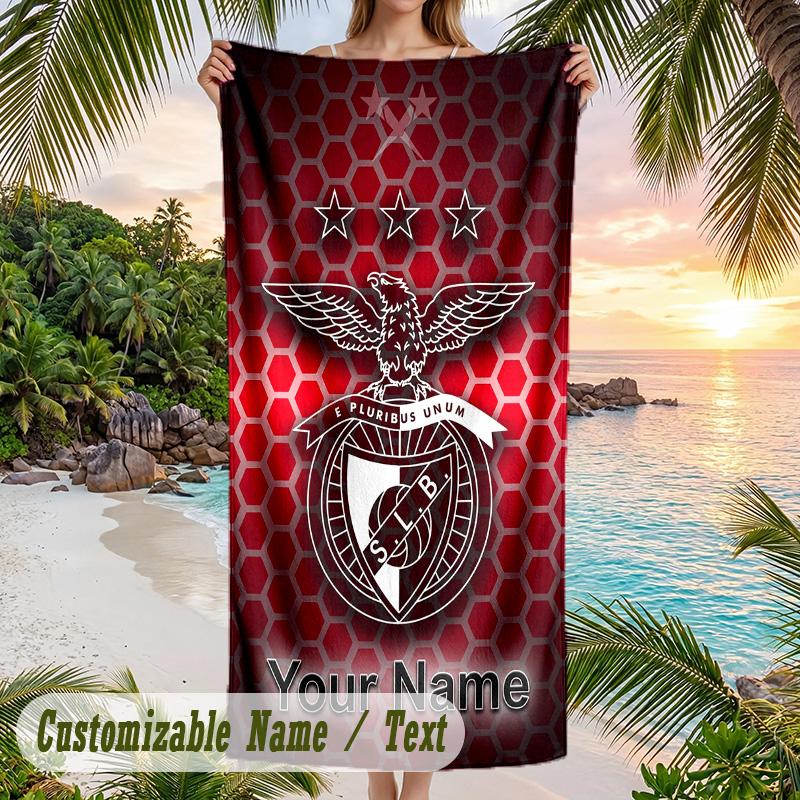 Beach Towel Benfica FC Print Custom Name Text Soft Towel for Swimming Pool