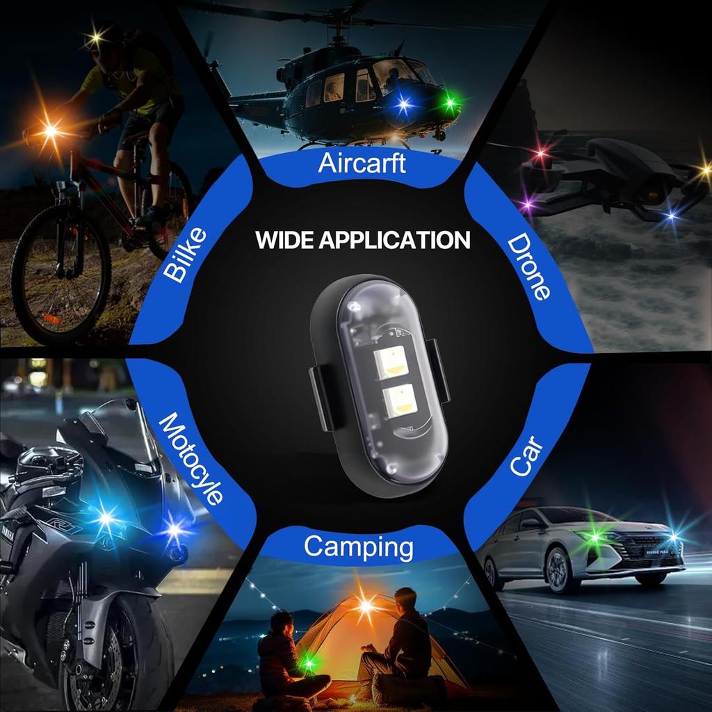 8PCS Wireless LED Lights For Car With Remote Control, High Brightness Wireless LED Strobe Light 8 Colors USB Charge IP65 Waterproof Anti-Collision