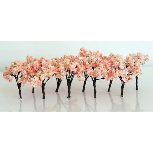 Set of 10 Cherry Blossom Trees for Railway and Architectural Model Dioramas