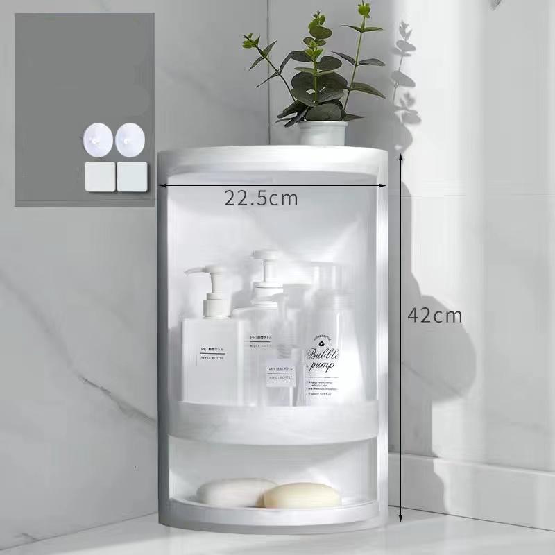

Bathroom Corner Storage Shelves 360 Degree Rotating Wall Shelf Free Punching Shower Rack Waterproof Kitchen Cabinet Organizer