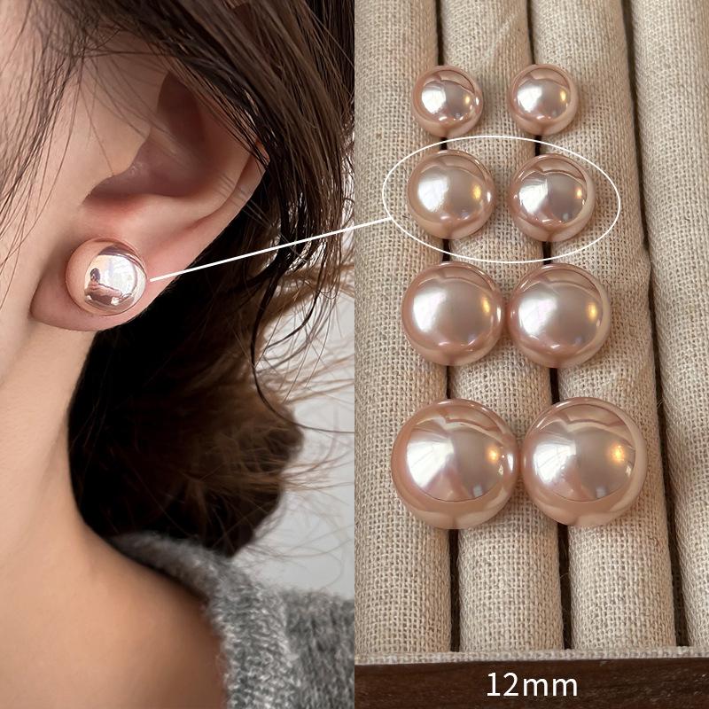 Shi Jia Light Milk White Pearl Earrings: S925 Silver Studs for Women - High-End, Versatile, Niche Design
