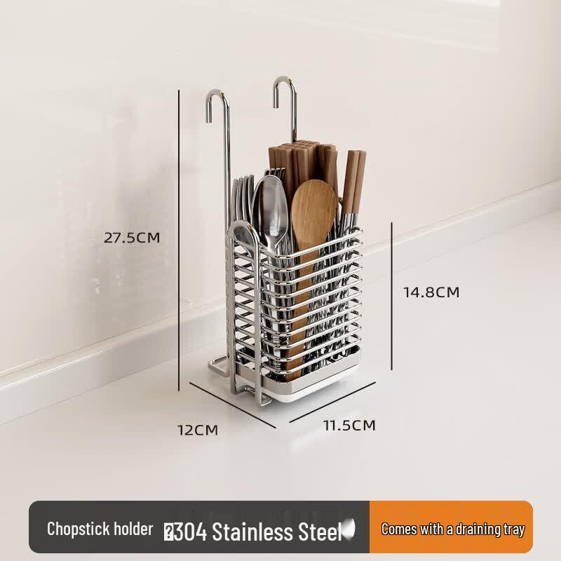 Abdo 304 Stainless Steel Kitchen Wall Organizer with Hooks