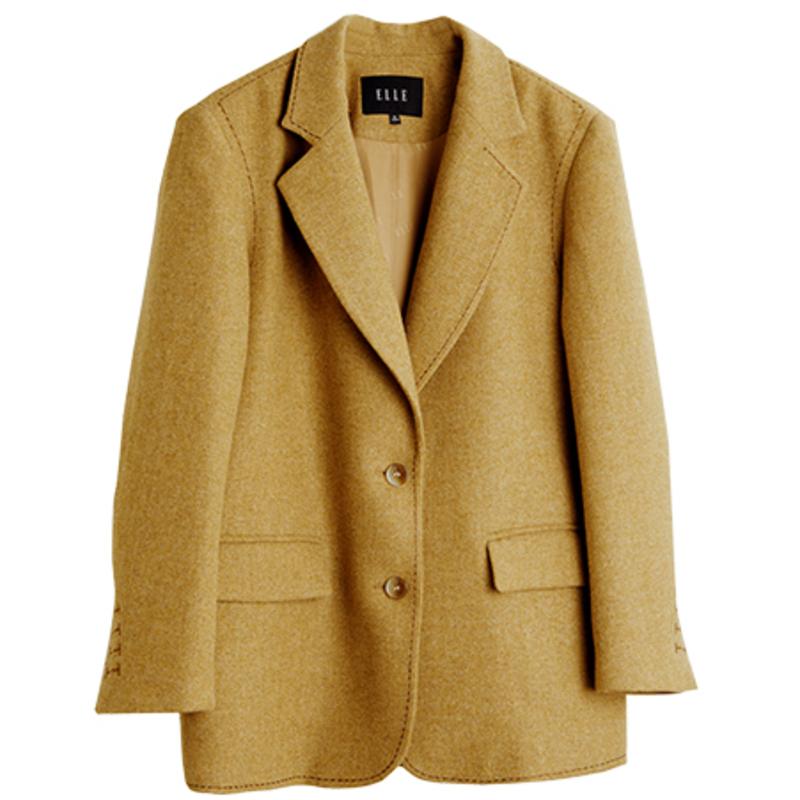 ELLE French Style Melange High-End Silhouette Fashion Design Dress Casual Loose Long Sleeve Jacket Wool Suit Coat Women jackets EX35948
