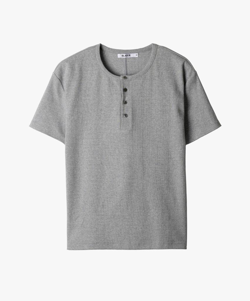 Beulleieo Intense Heavy Rib Henley Neck T-Shirt [M.Grey]