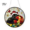 Christmas Home Entrance Accents 2D Acrylic Suncatcher, Stained Glass Style Black Cat Window Hanging, Seasonal Art Decorations Colorful Hanging Plaque