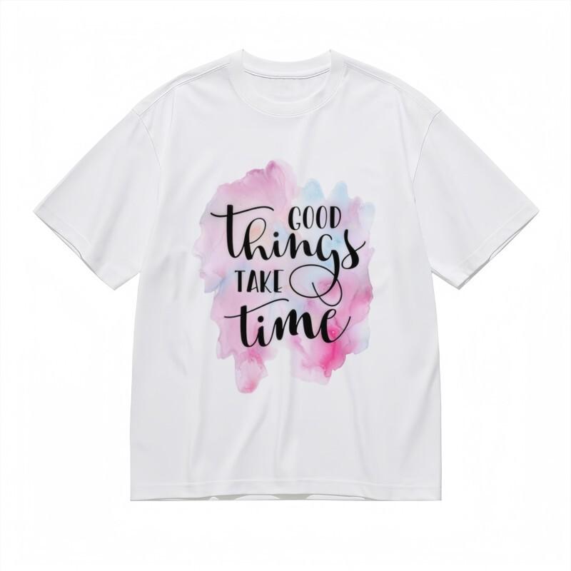 Women's Trend Classic T-Shirt Artistic Brushstroke Life Motto Design Cotton Tee