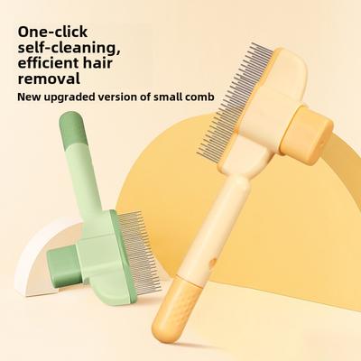 Cat Self-cleaning Needle Comb Dog Hair Removal Brush Pet One-click Hair Removal Row Comb Stainless Steel Teddy Dog Comb Cat Supplies