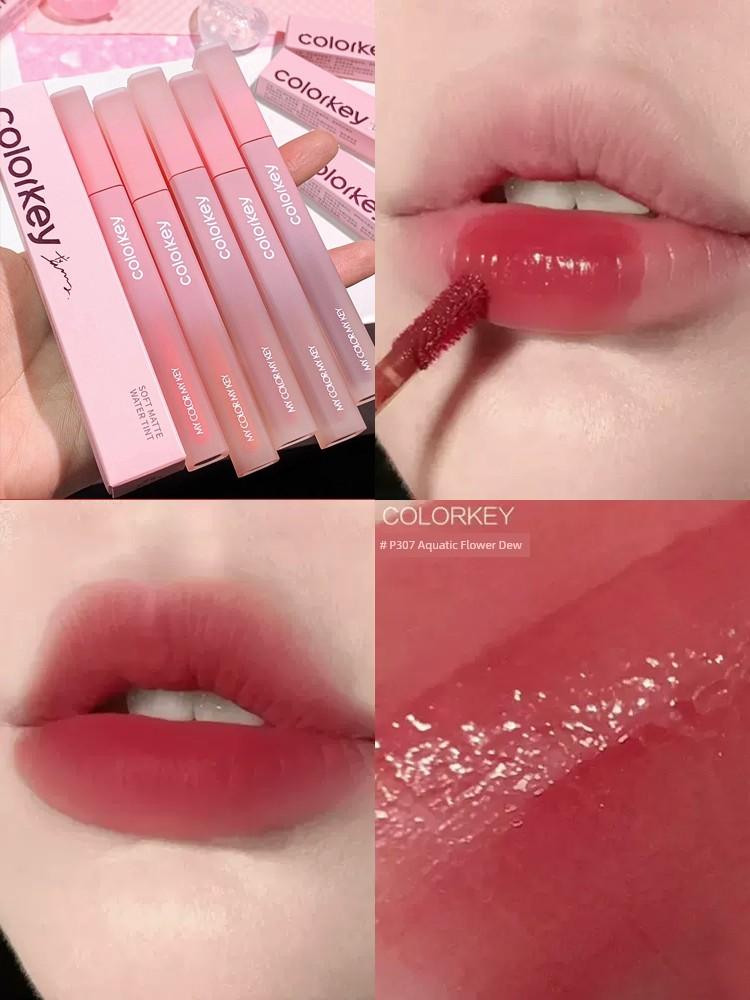 Colorkey Kelaqi Lip Lacquer Women's Velvet Matte Finish Milk Tea Color 730 Lipstick Nude Color Series Ice Cream 723