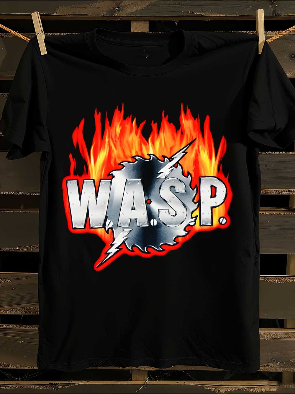 

W.A.S.P. Sawblade Logo Graphic T-Shirt Mens Tshirt Womens Tshirts with Letters Print Short Sleeves T-Shirt Casual Street Tee Shirt Top XXL
