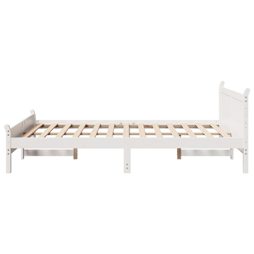 Vidaxl Rama Łóżka Bez Materaca, Biała, 150X200 Cm, Lite Drewno Sosnowe